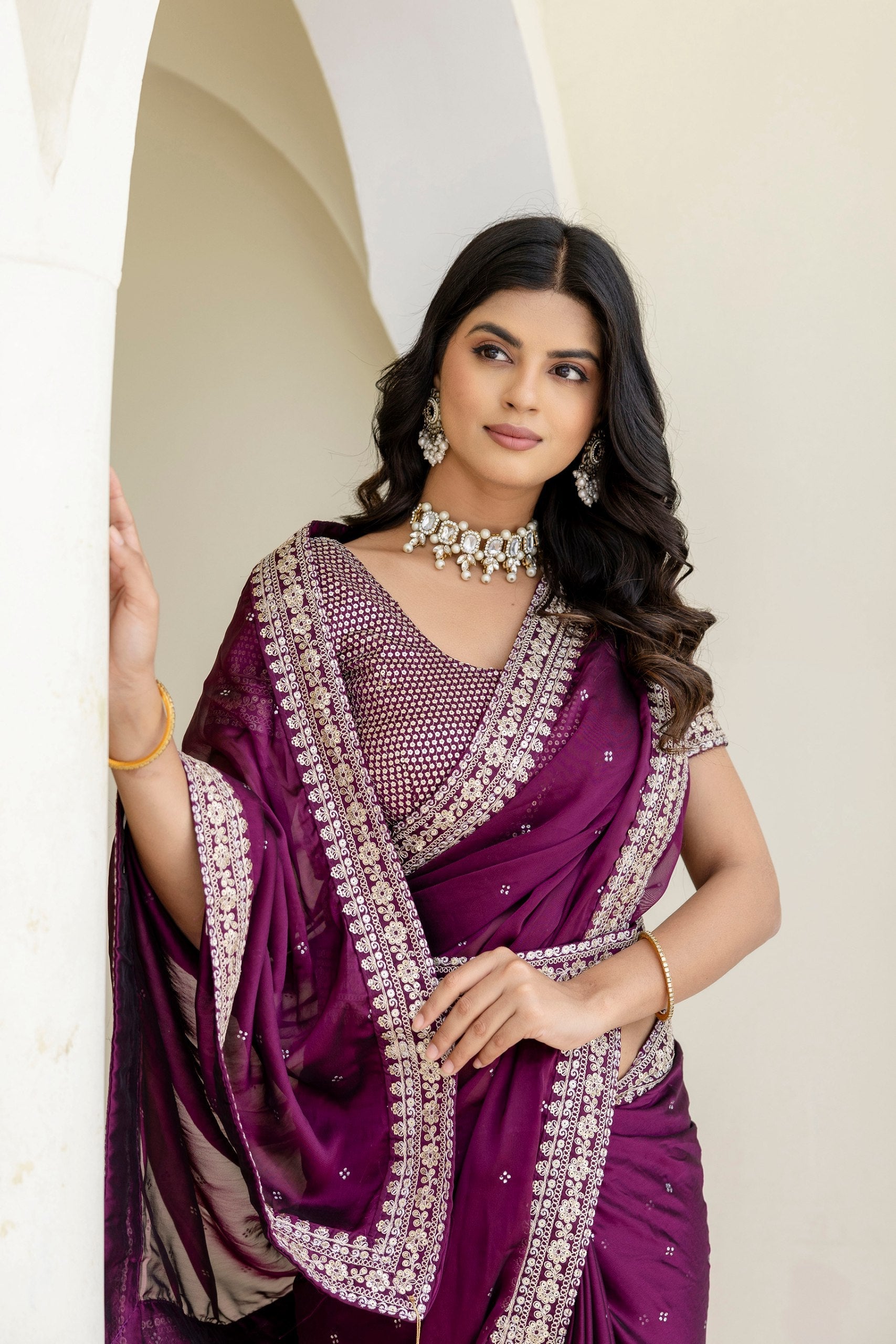 Wine Royal Kasturi Silk Saree with Zari, Dori, Foil & 4mm Sequins Work – Festive Edition