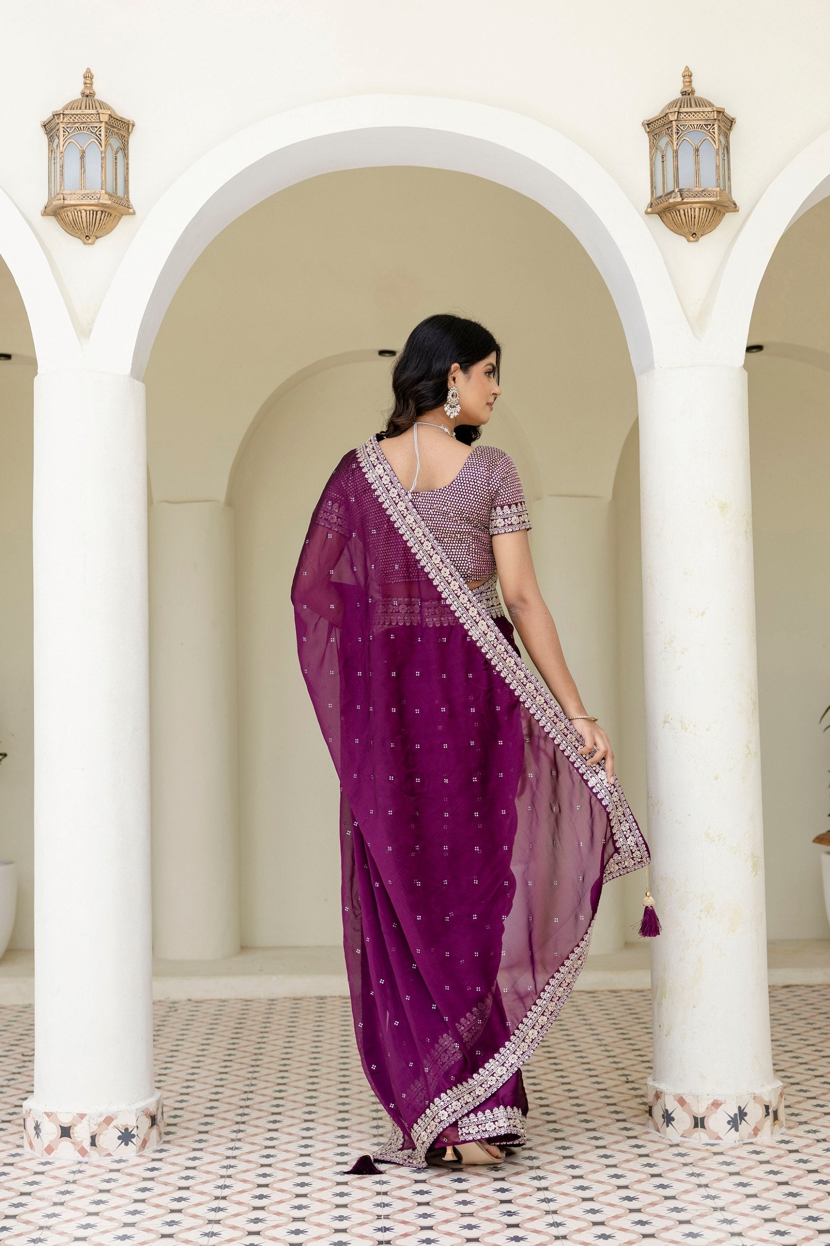 Wine Royal Kasturi Silk Saree with Zari, Dori, Foil & 4mm Sequins Work – Festive Edition