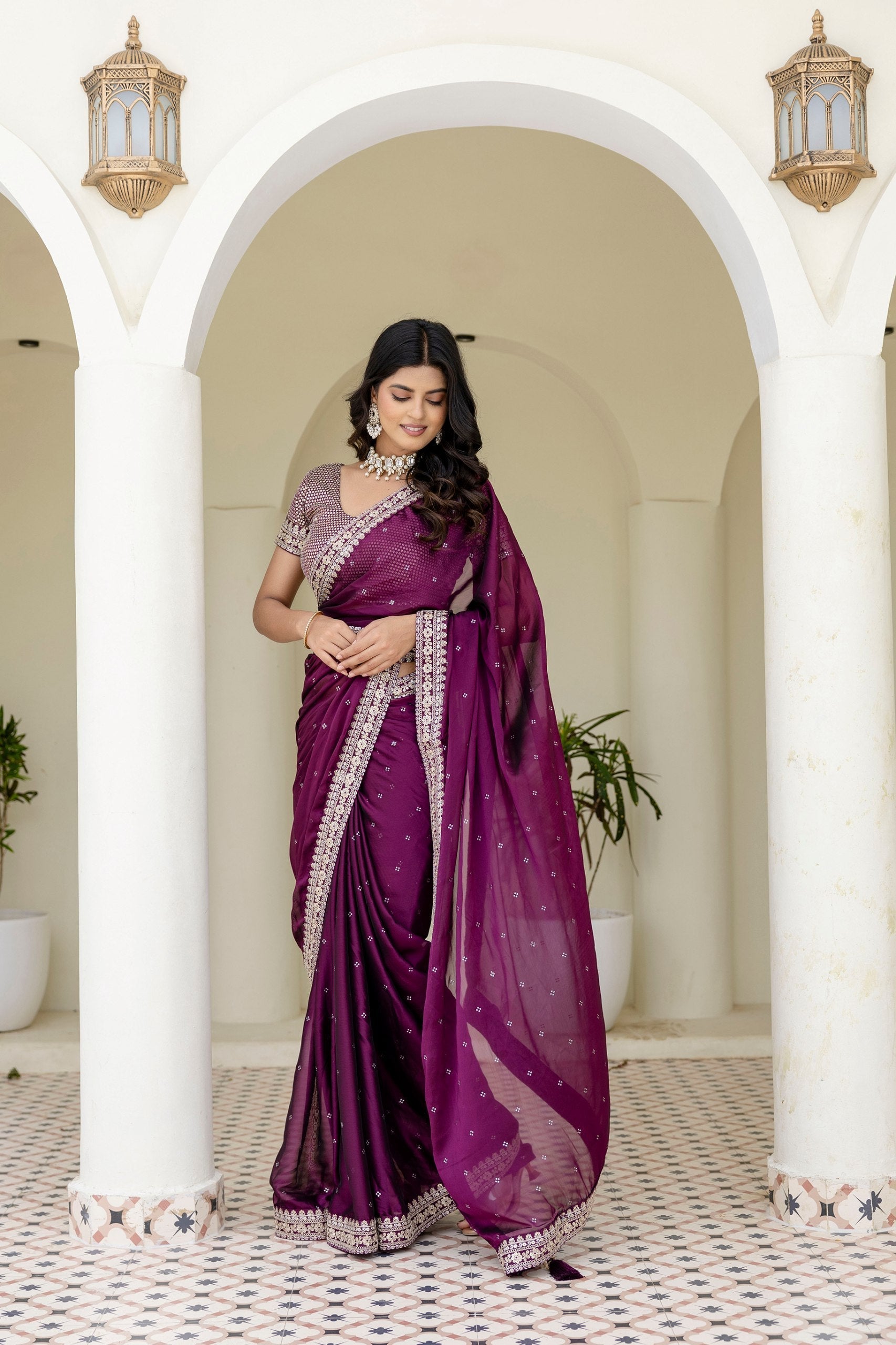 Wine Royal Kasturi Silk Saree with Zari, Dori, Foil & 4mm Sequins Work – Festive Edition