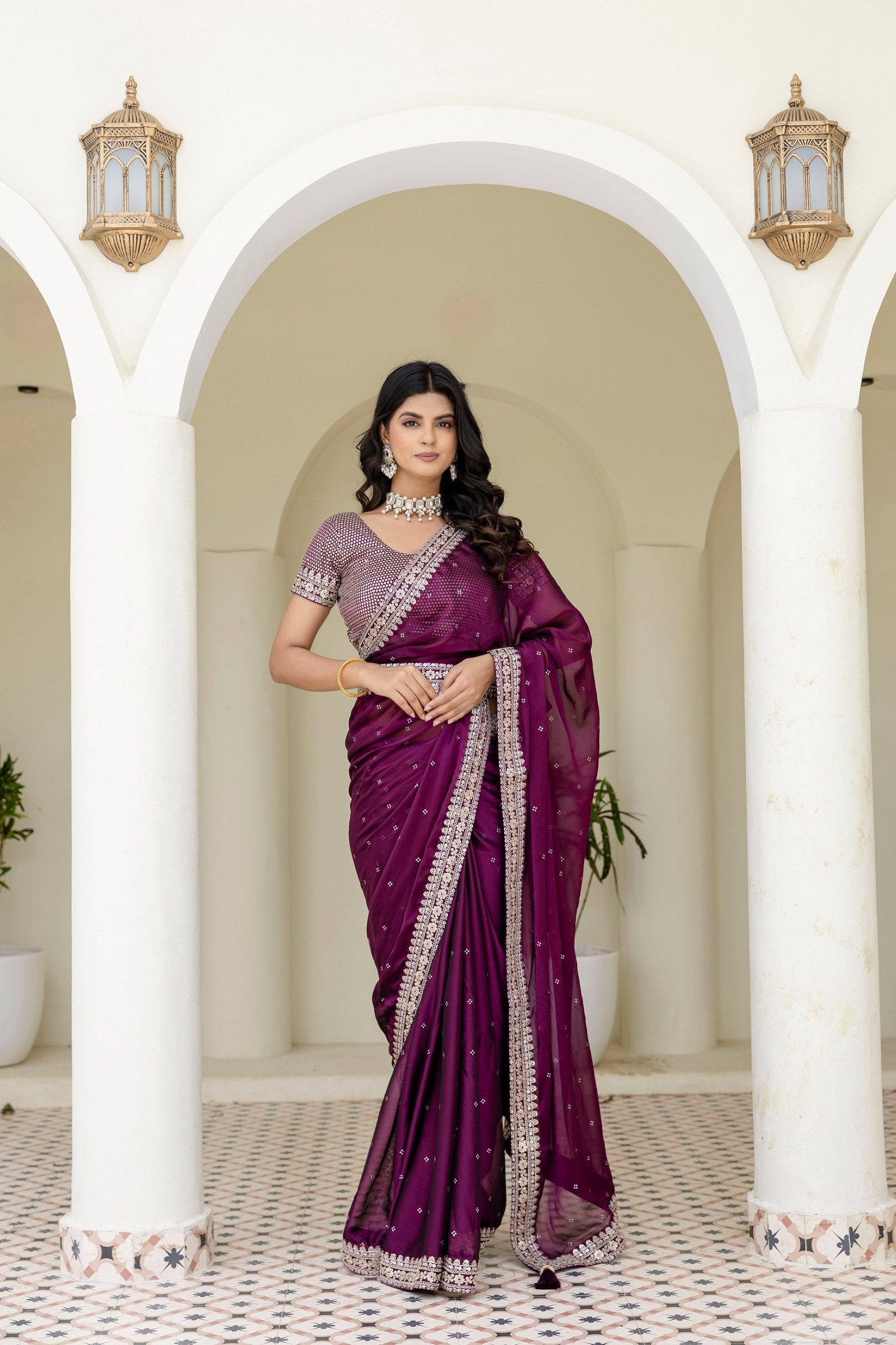 Wine Royal Kasturi Silk Saree with Zari, Dori, Foil & 4mm Sequins Work – Festive Edition