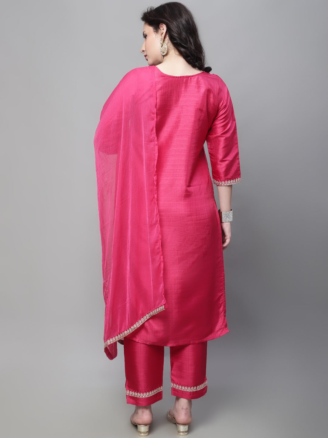 Silk Blend Nyra Cut Kurta Trouser & Dupatta Set for Women