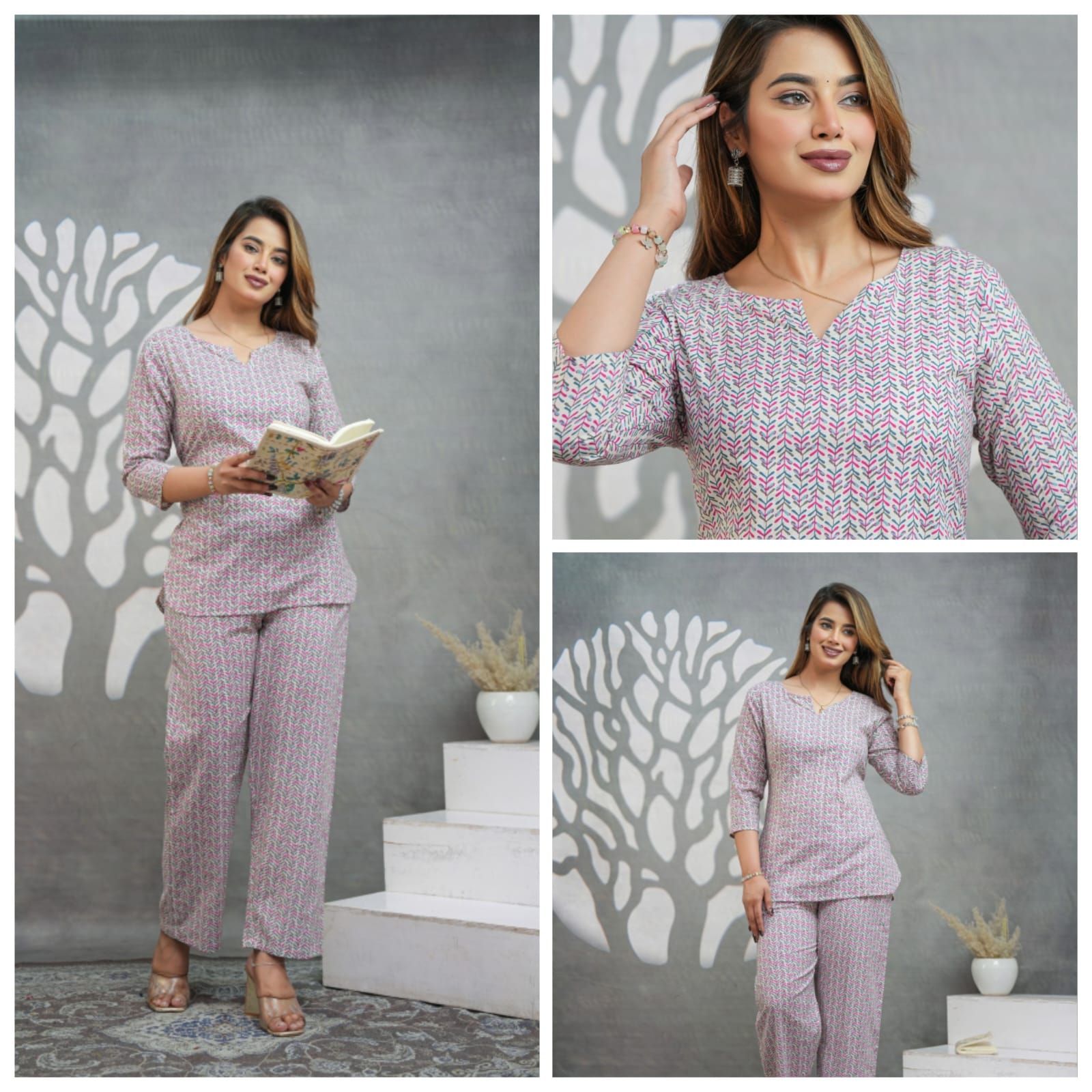 Women's Cotton Night Suit Set with Pocketed Pyjama