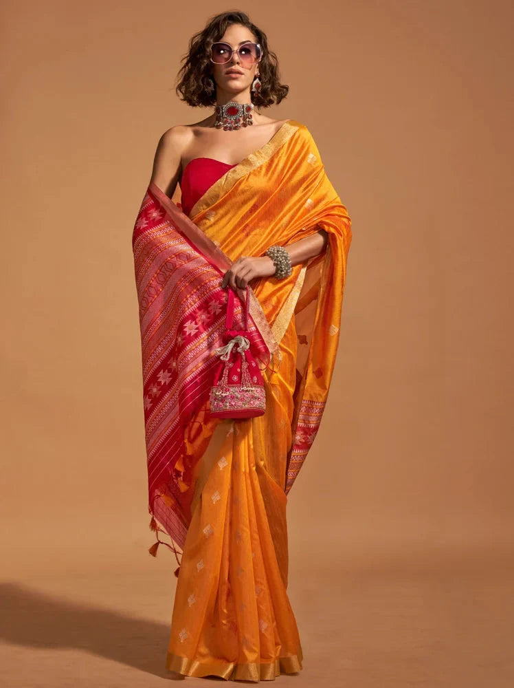 Yellow Elegant Banarasi Blended Silk Saree with Intricate Timeless Design – Ideal for Grand Occasions
