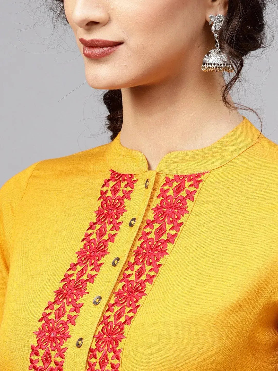 Anouk Yellow Embroidered Rayon Kurta