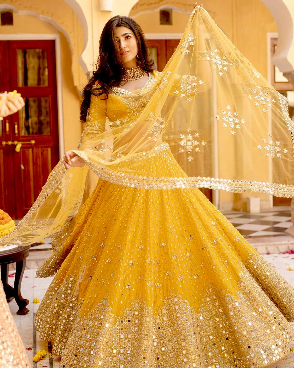 Yellow Heart-Stealing Georgette Lehenga Set