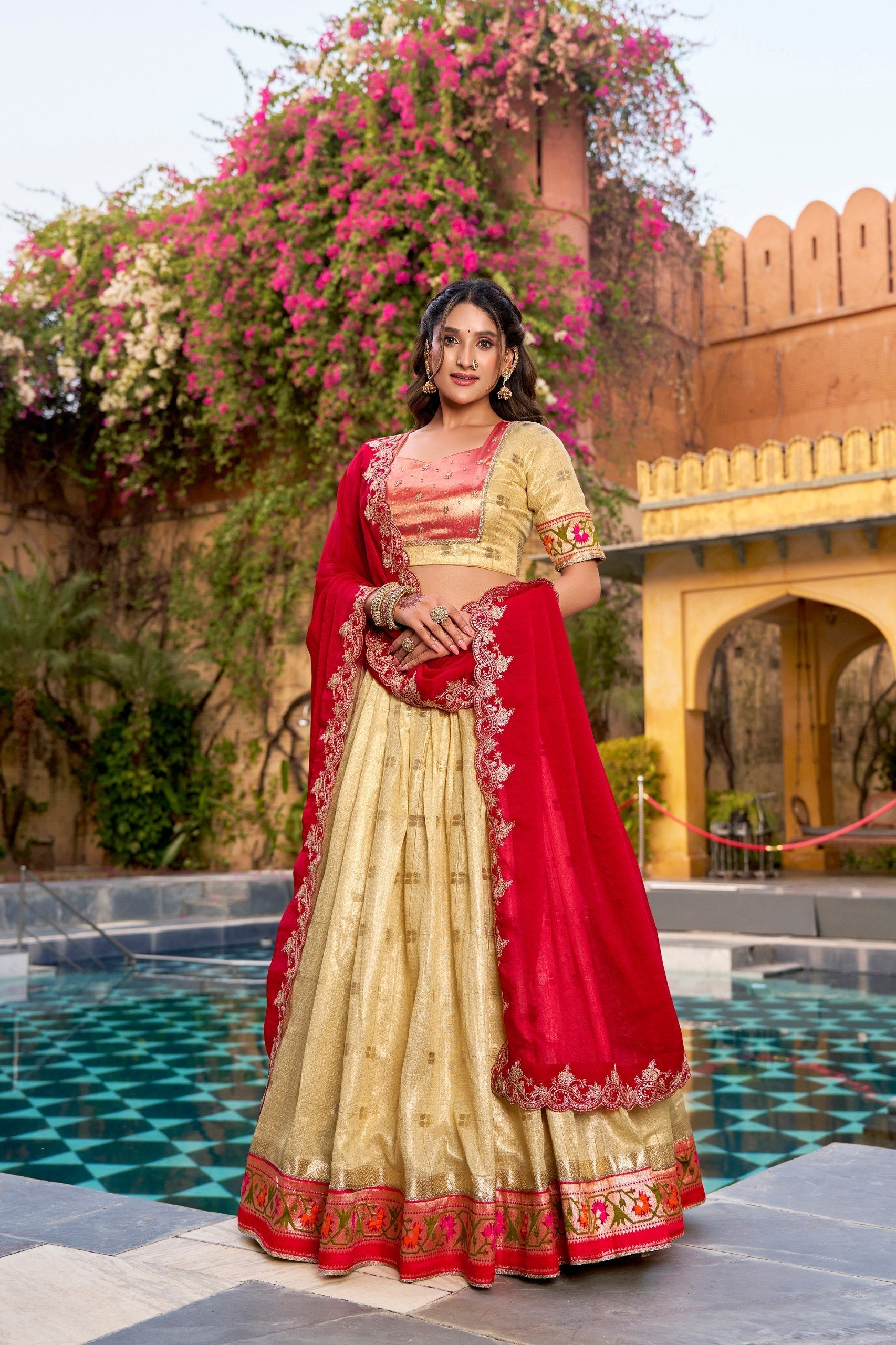 Yellow Paithani Zari Weaving Lehenga Set