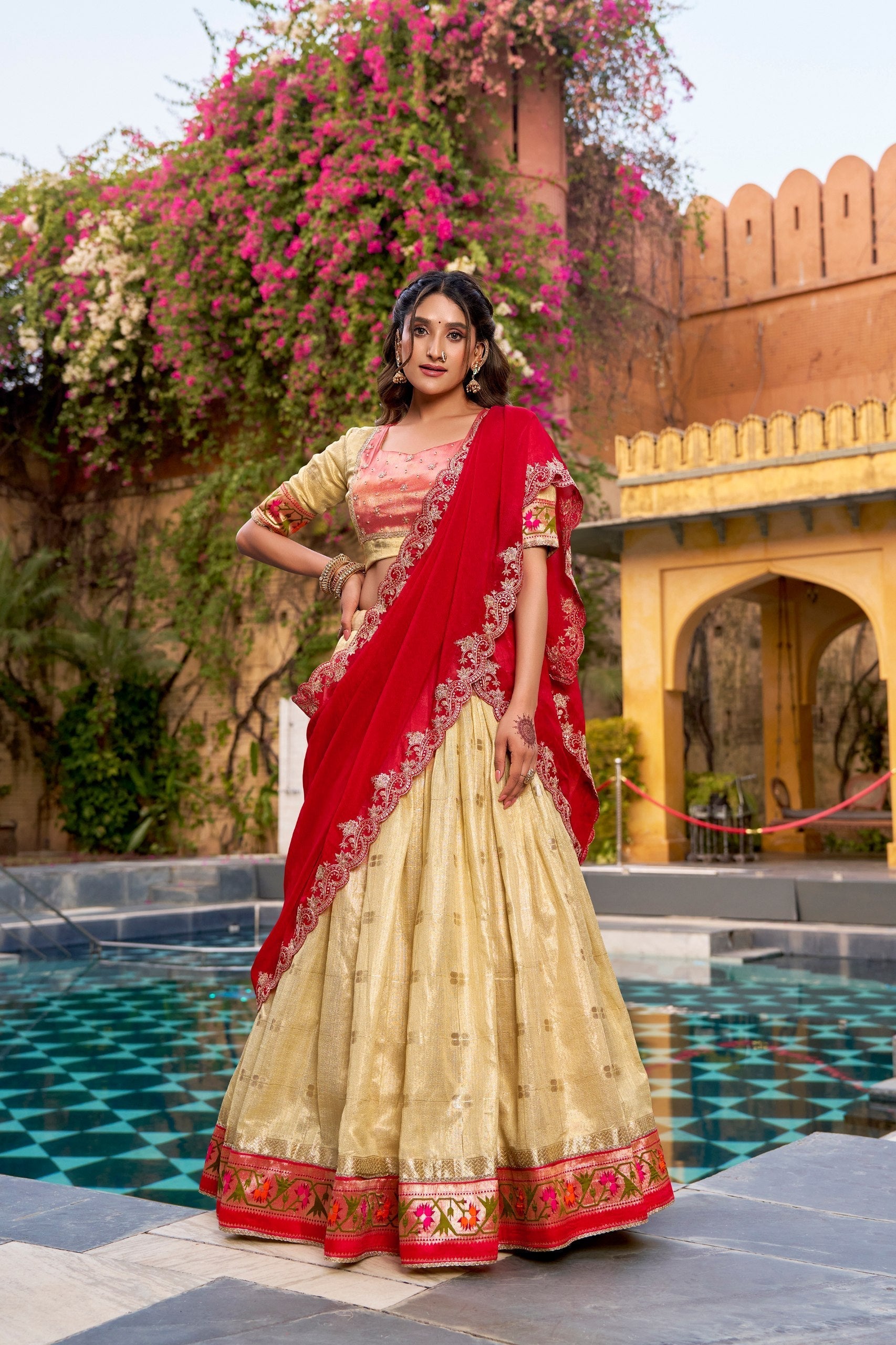 Yellow Paithani Zari Weaving Lehenga Set