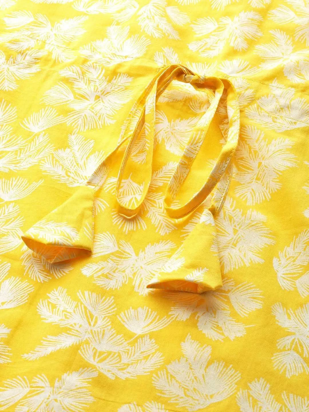 Anouk Yellow Printed Cotton Night Suit