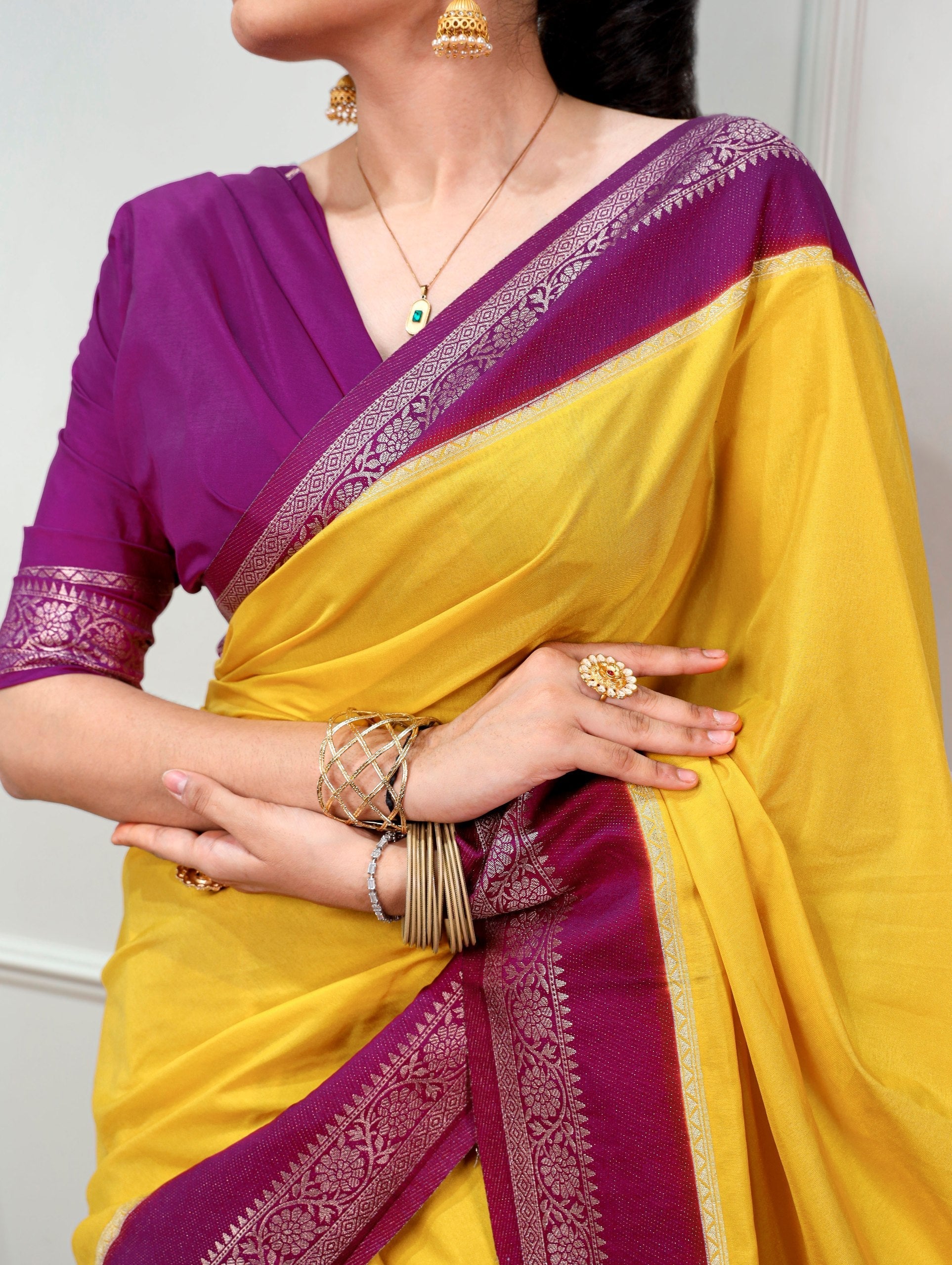 Yellow Saree with Zari Weaving Work