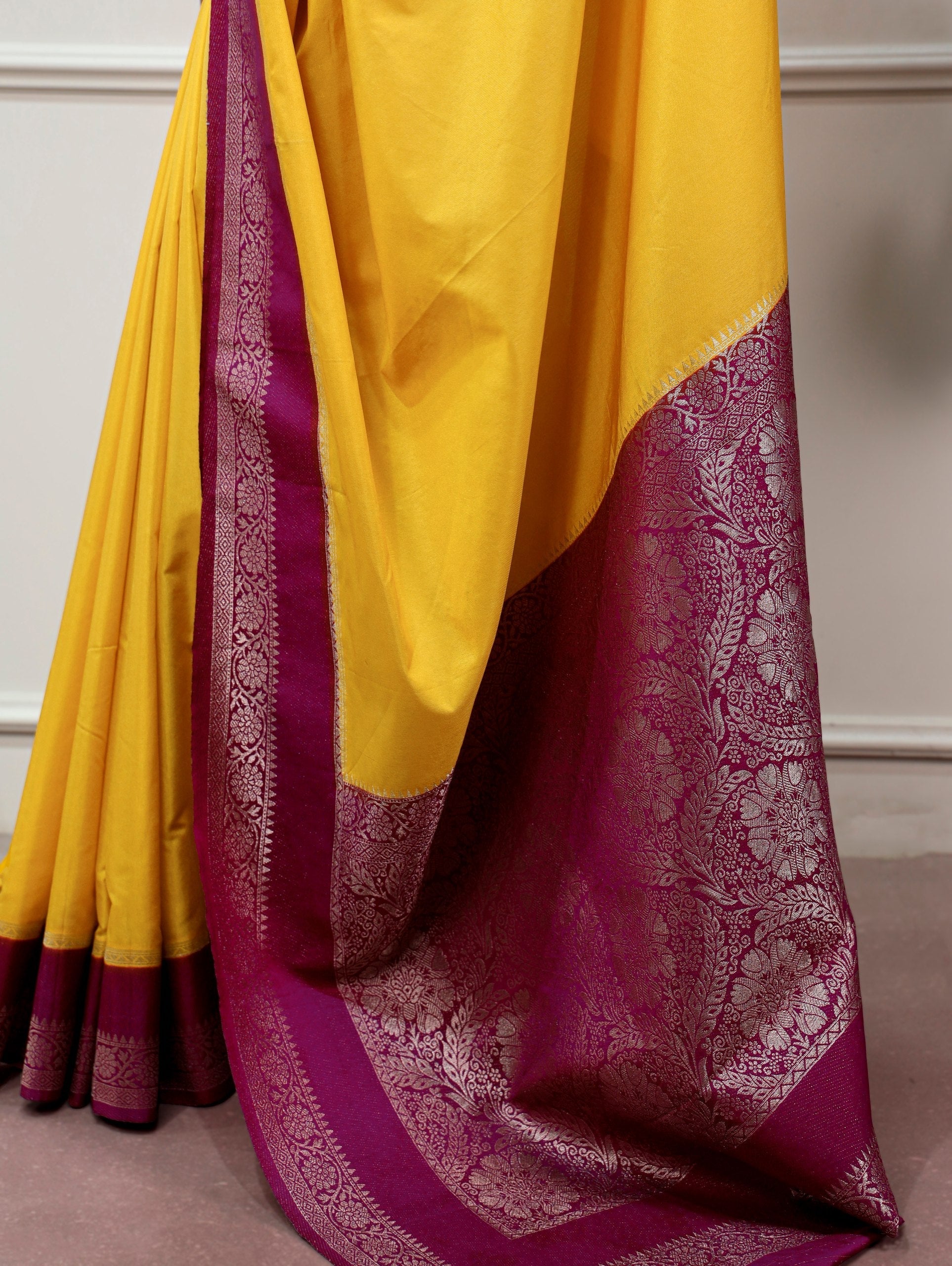 Yellow Saree with Zari Weaving Work