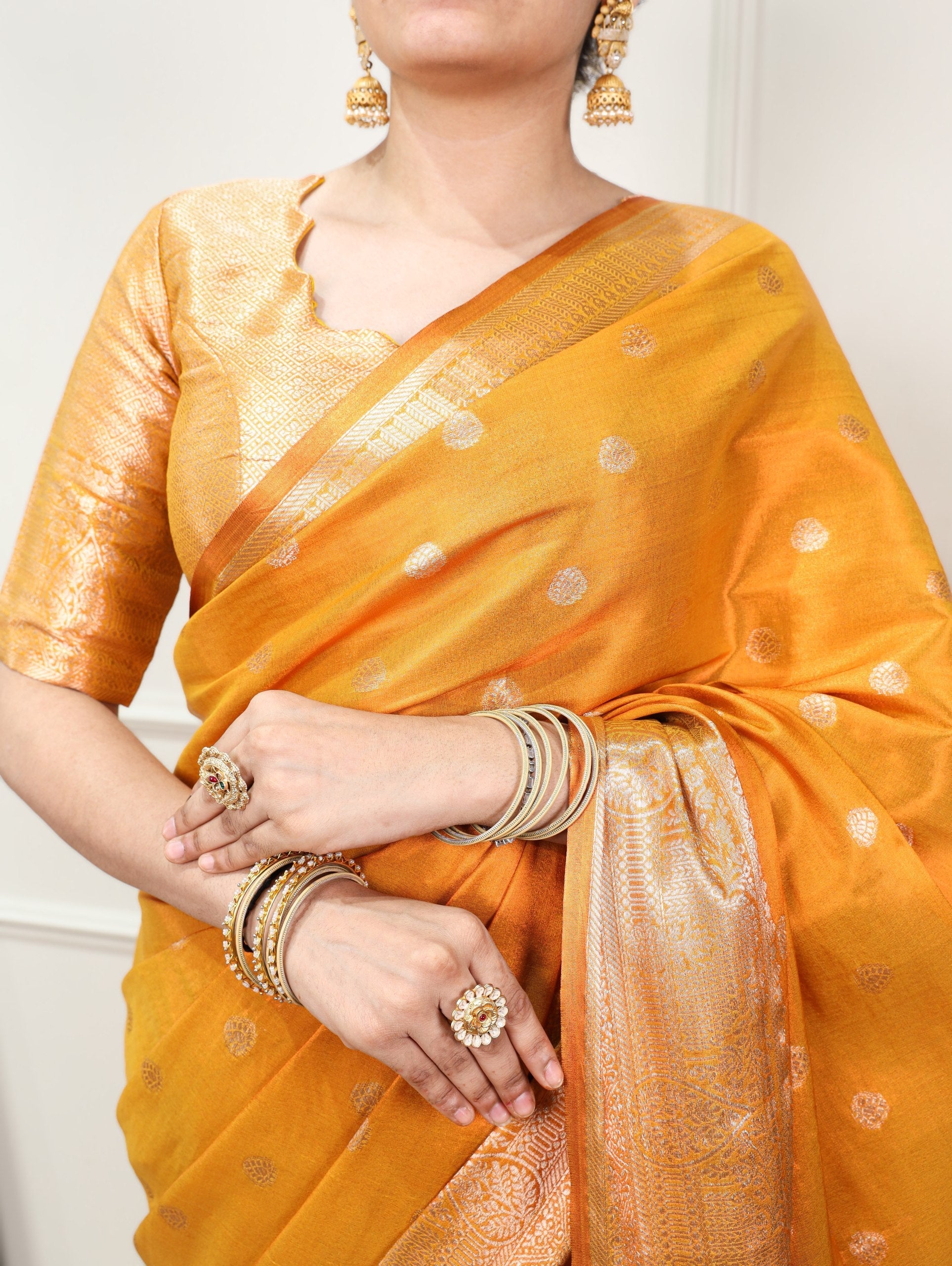 Yellow Traditional Kasavu Saree