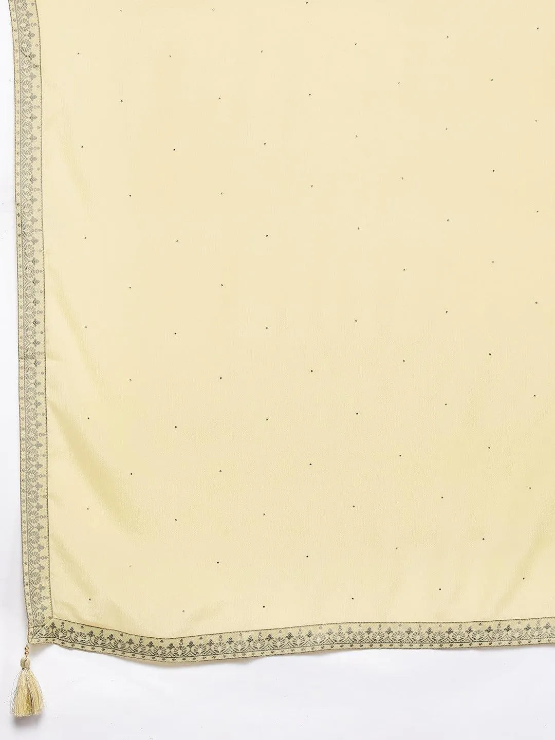Anouk Yellow Woven Design Silk Blend Straight Kurta With Trousers & Dupatta