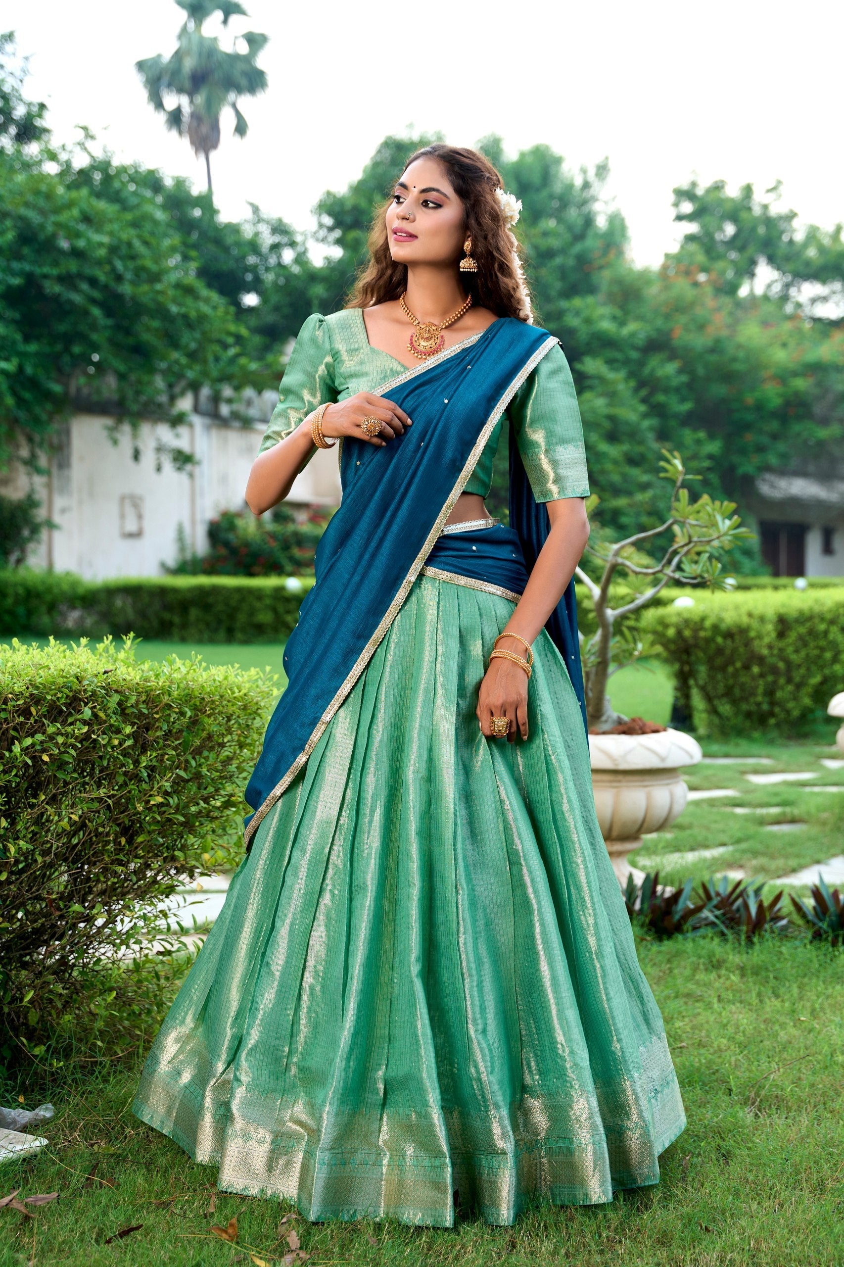 Zari Weaving Lehenga Set with Dupatta