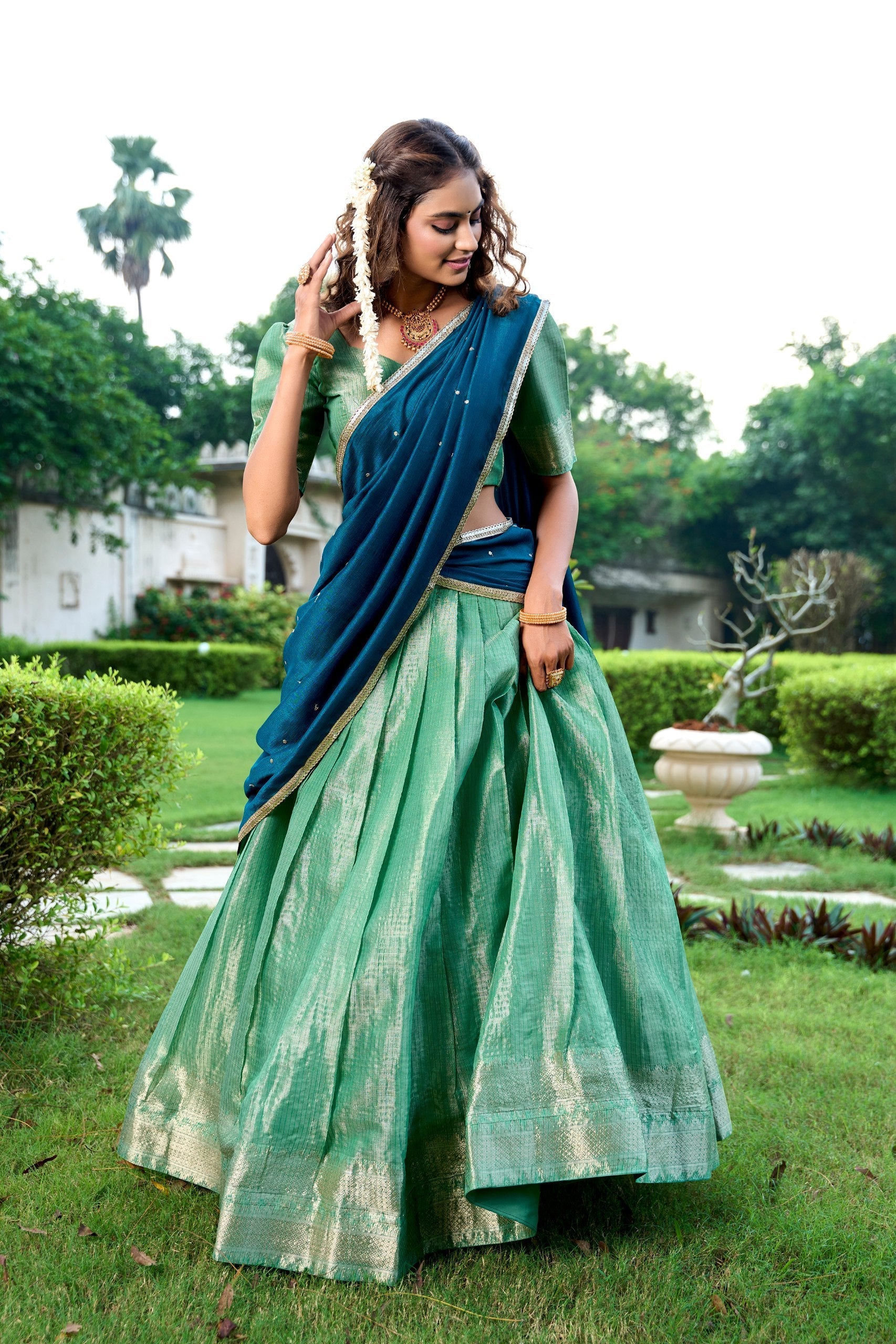 Zari Weaving Lehenga Set with Dupatta