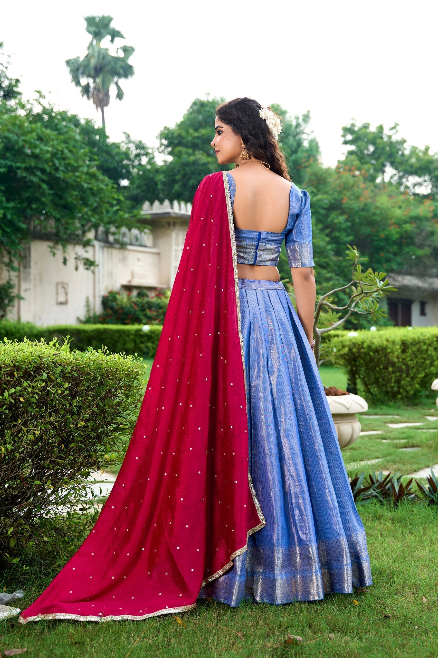 Zari Weaving Lehenga Set with Dupatta