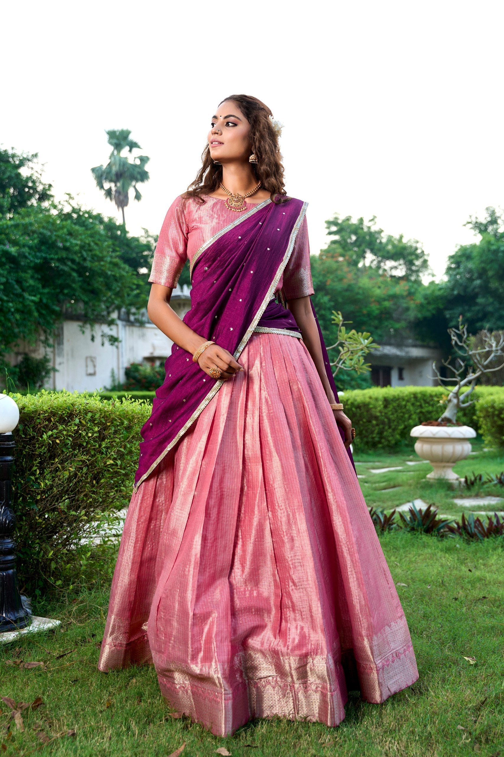 Zari Weaving Lehenga Set with Dupatta