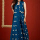 Anouk Bandhej Printed Ethnic Dress With Crop Jacket