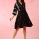 Anouk Black Floral Embroidered A-Line Knee Liva Length Ethnic Dress