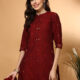 Anouk Women Ethnic Motifs Woven Design Pure Cotton Straight Kurta
