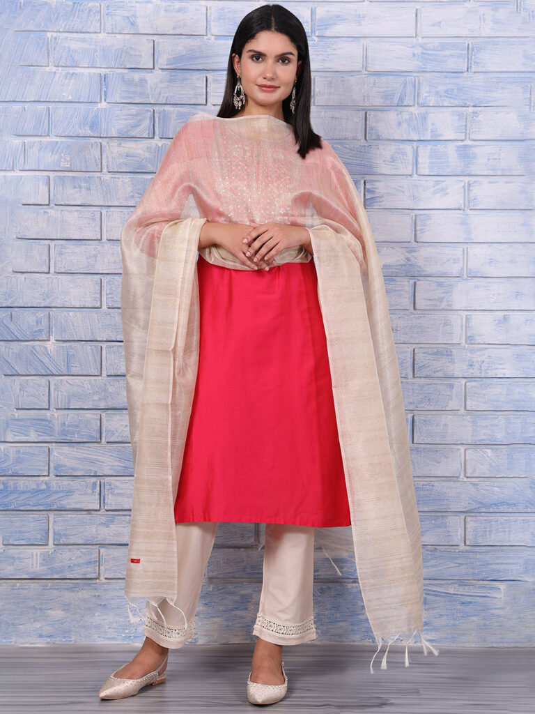 W Tissue Checks Dupatta